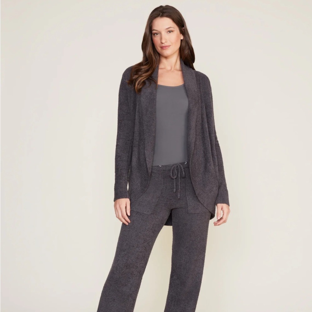 Barefoot Dreams Charcoal Open-Front Knit Cardigan